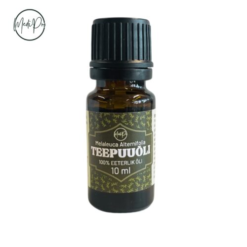 Untitled design (21) Medipro teepuuõli - 10 ml on looduslik ja mitmekülgne abivahend, millel on laialdased antiseptilised, antibakteriaalsed, põletikuvastased ja seentevastased omadused.