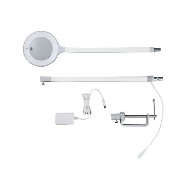 kerge ja kompaktne luup-lamp akrüülist 9 cm läätsega ning 5 dioptri (2,25x) suurendusega.